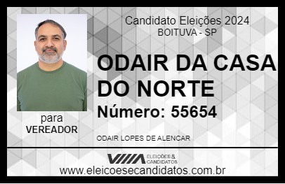 Candidato ODAIR DA CASA DO NORTE 2024 - BOITUVA - Eleições