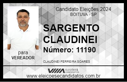 Candidato SARGENTO CLAUDINEI 2024 - BOITUVA - Eleições