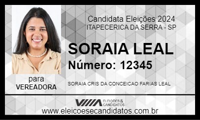 Candidato SORAIA LEAL 2024 - ITAPECERICA DA SERRA - Eleições