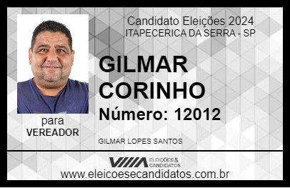 Candidato GILMAR CORINHO 2024 - ITAPECERICA DA SERRA - Eleições