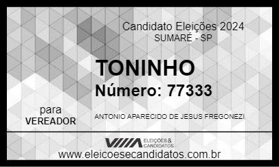 Candidato TONINHO 2024 - SUMARÉ - Eleições