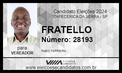 Candidato FRATELLO 2024 - ITAPECERICA DA SERRA - Eleições