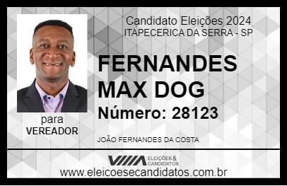 Candidato FERNANDES MAX DOG 2024 - ITAPECERICA DA SERRA - Eleições