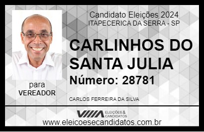 Candidato CARLINHOS DO SANTA JULIA 2024 - ITAPECERICA DA SERRA - Eleições