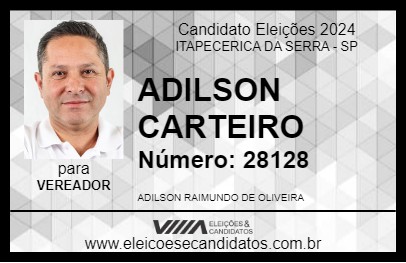 Candidato ADILSON CARTEIRO 2024 - ITAPECERICA DA SERRA - Eleições