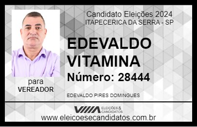 Candidato EDEVALDO VITAMINA 2024 - ITAPECERICA DA SERRA - Eleições