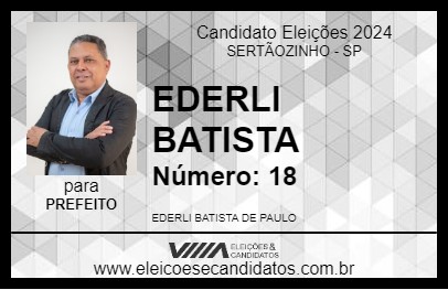 Candidato EDERLI BATISTA 2024 - SERTÃOZINHO - Eleições