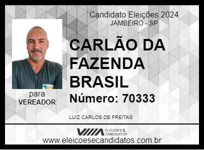 Candidato CARLÃO DA FAZENDA BRASIL 2024 - JAMBEIRO - Eleições