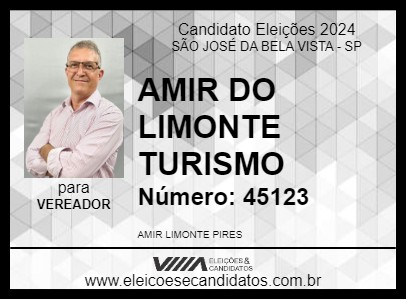 Candidato AMIR DO LIMONTE TURISMO 2024 - SÃO JOSÉ DA BELA VISTA - Eleições