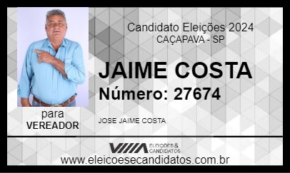 Candidato JAIME COSTA 2024 - CAÇAPAVA - Eleições