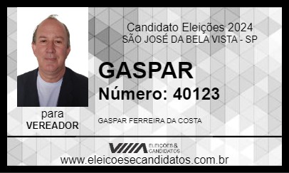 Candidato GASPAR 2024 - SÃO JOSÉ DA BELA VISTA - Eleições