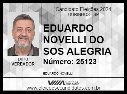 Candidato EDUARDO NOVELLI DO SOS ALEGRIA 2024 - OURINHOS - Eleições