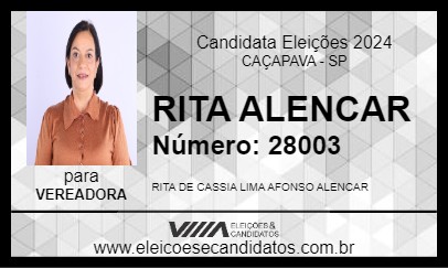 Candidato RITA ALENCAR 2024 - CAÇAPAVA - Eleições