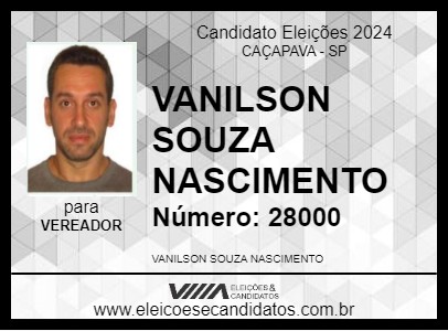 Candidato VANILSON SOUZA NASCIMENTO 2024 - CAÇAPAVA - Eleições