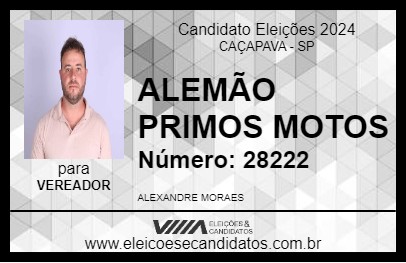 Candidato ALEMÃO PRIMOS MOTOS 2024 - CAÇAPAVA - Eleições