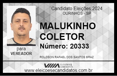 Candidato MALUKINHO COLETOR 2024 - OURINHOS - Eleições