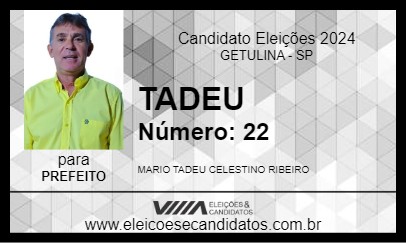 Candidato TADEU 2024 - GETULINA - Eleições