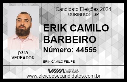 Candidato ERIK CAMILO BARBEIRO 2024 - OURINHOS - Eleições