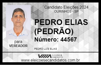 Candidato PEDRO ELIAS (PEDRÃO) 2024 - OURINHOS - Eleições