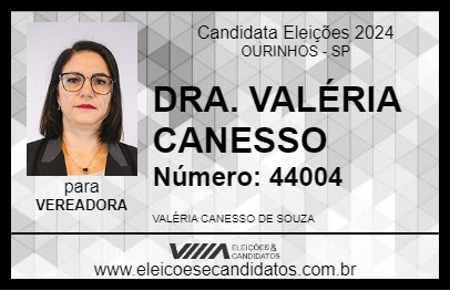 Candidato DRA. VALÉRIA CANESSO 2024 - OURINHOS - Eleições