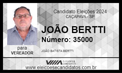 Candidato JOÃO BERTTI 2024 - CAÇAPAVA - Eleições