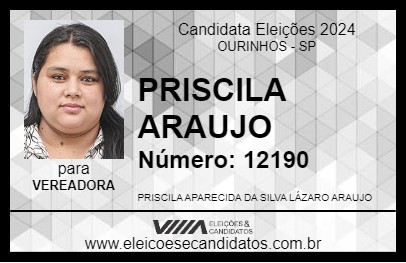 Candidato PRISCILA ARAUJO 2024 - OURINHOS - Eleições