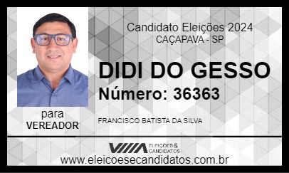 Candidato DIDI DO GESSO 2024 - CAÇAPAVA - Eleições