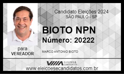 Candidato BIOTO NPN 2024 - SÃO PAULO - Eleições