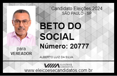 Candidato BETO DO SOCIAL 2024 - SÃO PAULO - Eleições