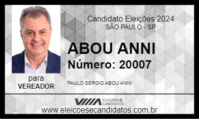 Candidato ABOU ANNI 2024 - SÃO PAULO - Eleições