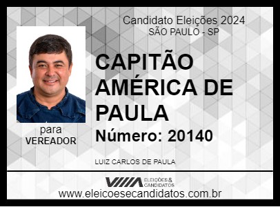 Candidato CAPITÃO AMÉRICA DE PAULA 2024 - SÃO PAULO - Eleições