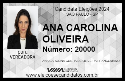 Candidato ANA CAROLINA OLIVEIRA 2024 - SÃO PAULO - Eleições