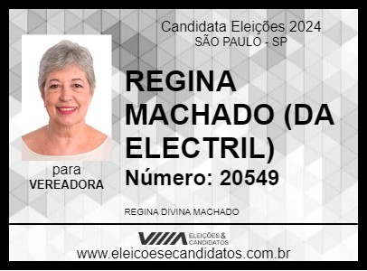 Candidato REGINA MACHADO (DA ELECTRIL) 2024 - SÃO PAULO - Eleições