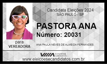 Candidato PASTORA ANA 2024 - SÃO PAULO - Eleições