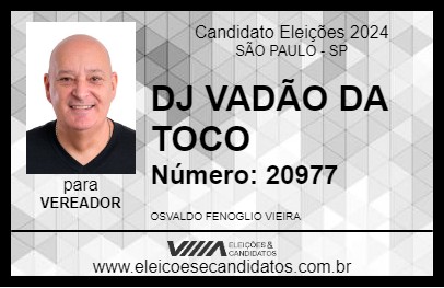 Candidato DJ VADÃO DA TOCO 2024 - SÃO PAULO - Eleições