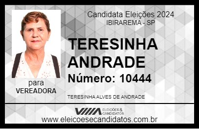 Candidato TERESINHA ANDRADE 2024 - IBIRAREMA - Eleições