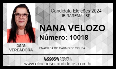 Candidato NANA VELOZO 2024 - IBIRAREMA - Eleições