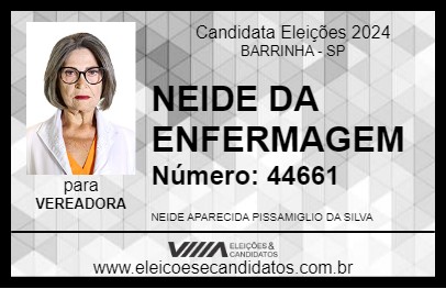 Candidato NEIDE DA ENFERMAGEM 2024 - BARRINHA - Eleições