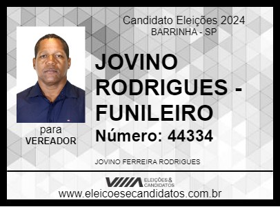 Candidato JOVINO RODRIGUES - FUNILEIRO 2024 - BARRINHA - Eleições