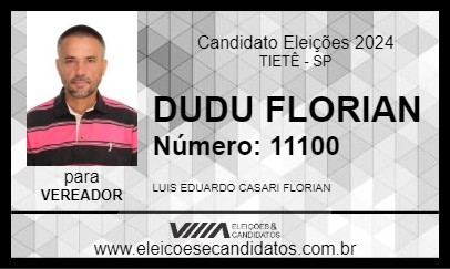 Candidato DUDU FLORIAN 2024 - TIETÊ - Eleições