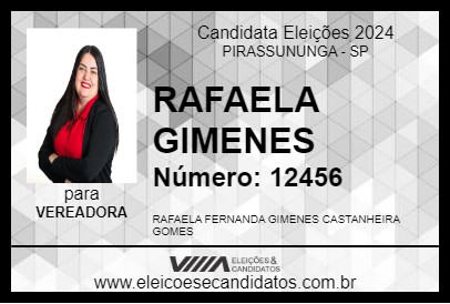 Candidato RAFAELA GIMENES 2024 - PIRASSUNUNGA - Eleições