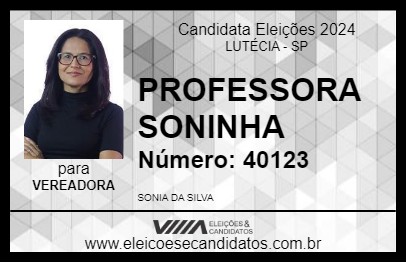 Candidato PROFESSORA SONINHA 2024 - LUTÉCIA - Eleições