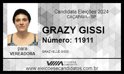 Candidato GRAZY GISSI 2024 - CAÇAPAVA - Eleições