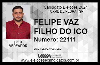 Candidato FELIPE VAZ FILHO DO ICO 2024 - TORRE DE PEDRA - Eleições