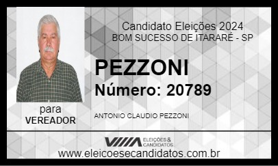 Candidato PEZZONI 2024 - BOM SUCESSO DE ITARARÉ - Eleições