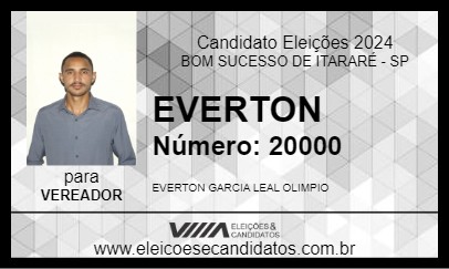 Candidato EVERTON 2024 - BOM SUCESSO DE ITARARÉ - Eleições