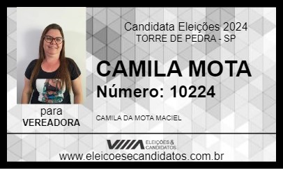 Candidato CAMILA MOTA 2024 - TORRE DE PEDRA - Eleições