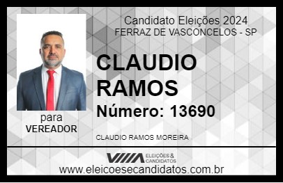 Candidato CLAUDIO RAMOS 2024 - FERRAZ DE VASCONCELOS - Eleições