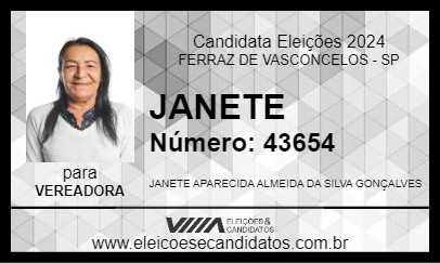 Candidato JANETE 2024 - FERRAZ DE VASCONCELOS - Eleições