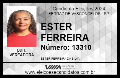 Candidato ESTER FERREIRA 2024 - FERRAZ DE VASCONCELOS - Eleições